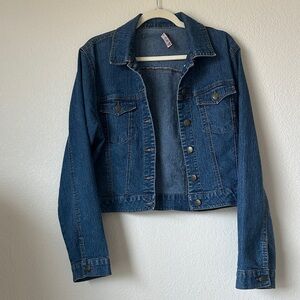 BB Jeans Blue Denim Jacket Size XXL Cropped Trucker Jean Jacket Classic